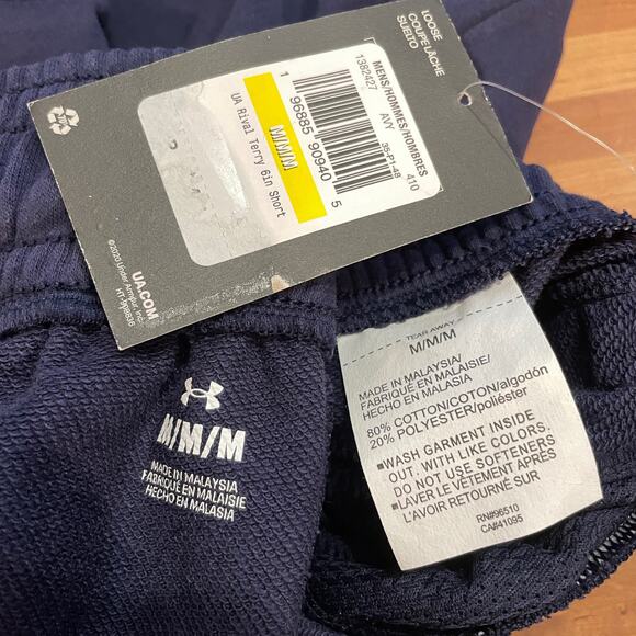 Under Armour Men's 6" Rival Terry Shorts navy blue medium - Picture 6 of 6